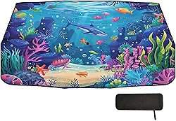 Guarda-sol do mundo subaquático dos desenhos animados para para-brisa do carro cobertura completa sombra retrátil do carro para-brisa frontal 147.3 cm x 75.4 cm