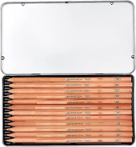 Miniatura 2 de Juego de lápices de dibujo para artistas, 12 piezas, lápices de dibujo 3H, 2H, H, HB, 2B, 3B, 4B, 5B, 6B, 7B, 8B, 9B, 9B