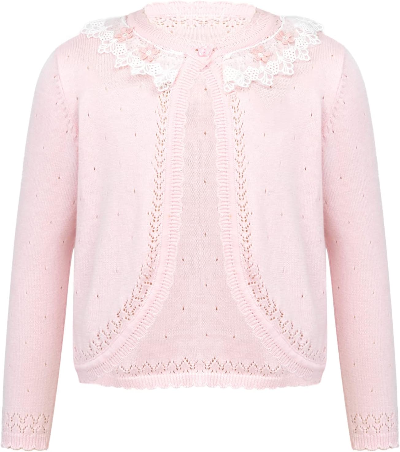 ranrann Kids Baby Girls Cotton Lace Floral Cardigan Dress Cover Up One Button Bolero Shrug Knit Sweater