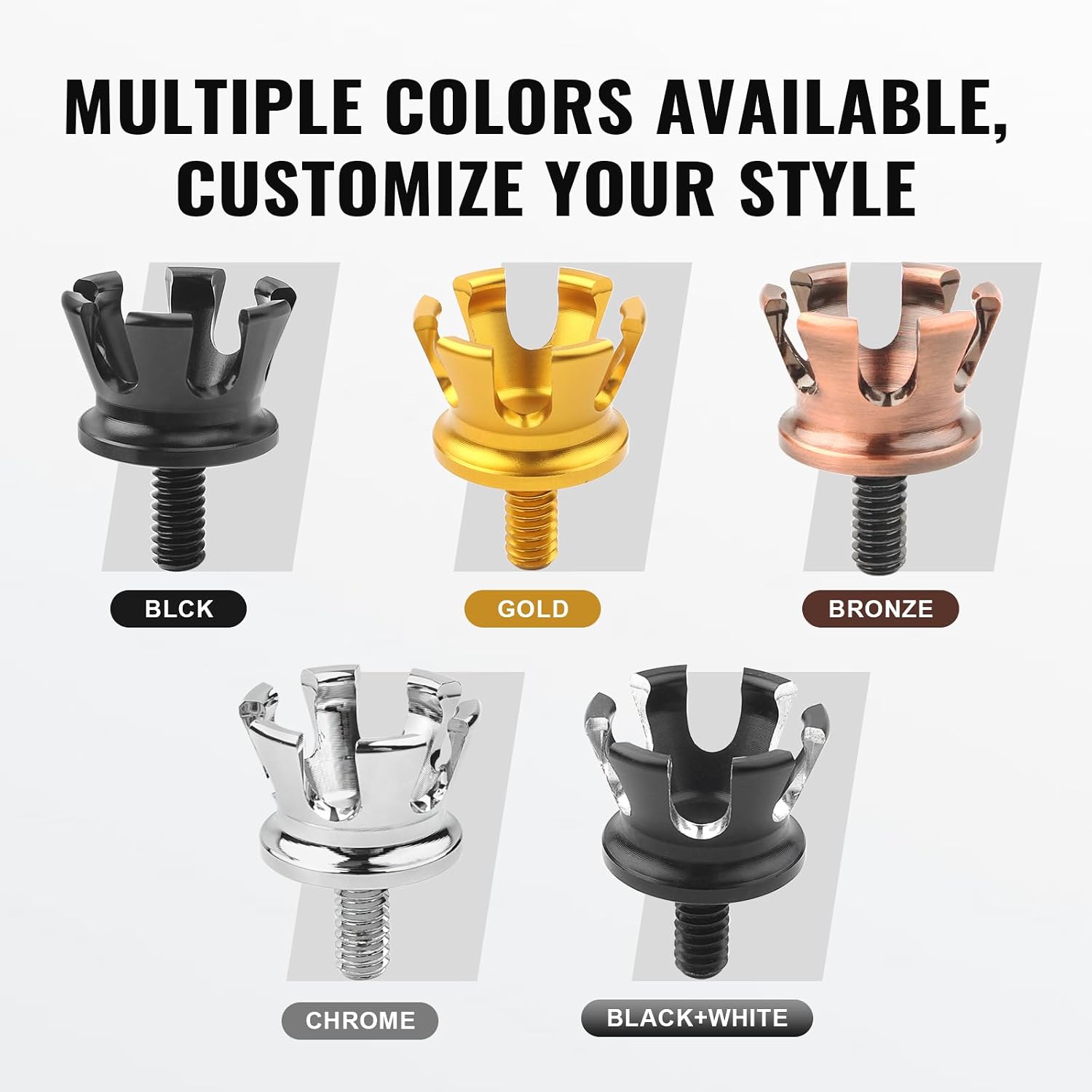 Motorcycle Crown Style Rear Seat Bolt Screw 1/4"-20 Thread Quick Release Seat Bolt Aluminum for Harley for Softail, for Sportster 883 1200 Dyna FXD, for Touring,Fat Boy Wide Glide1996-UP, Chrome
