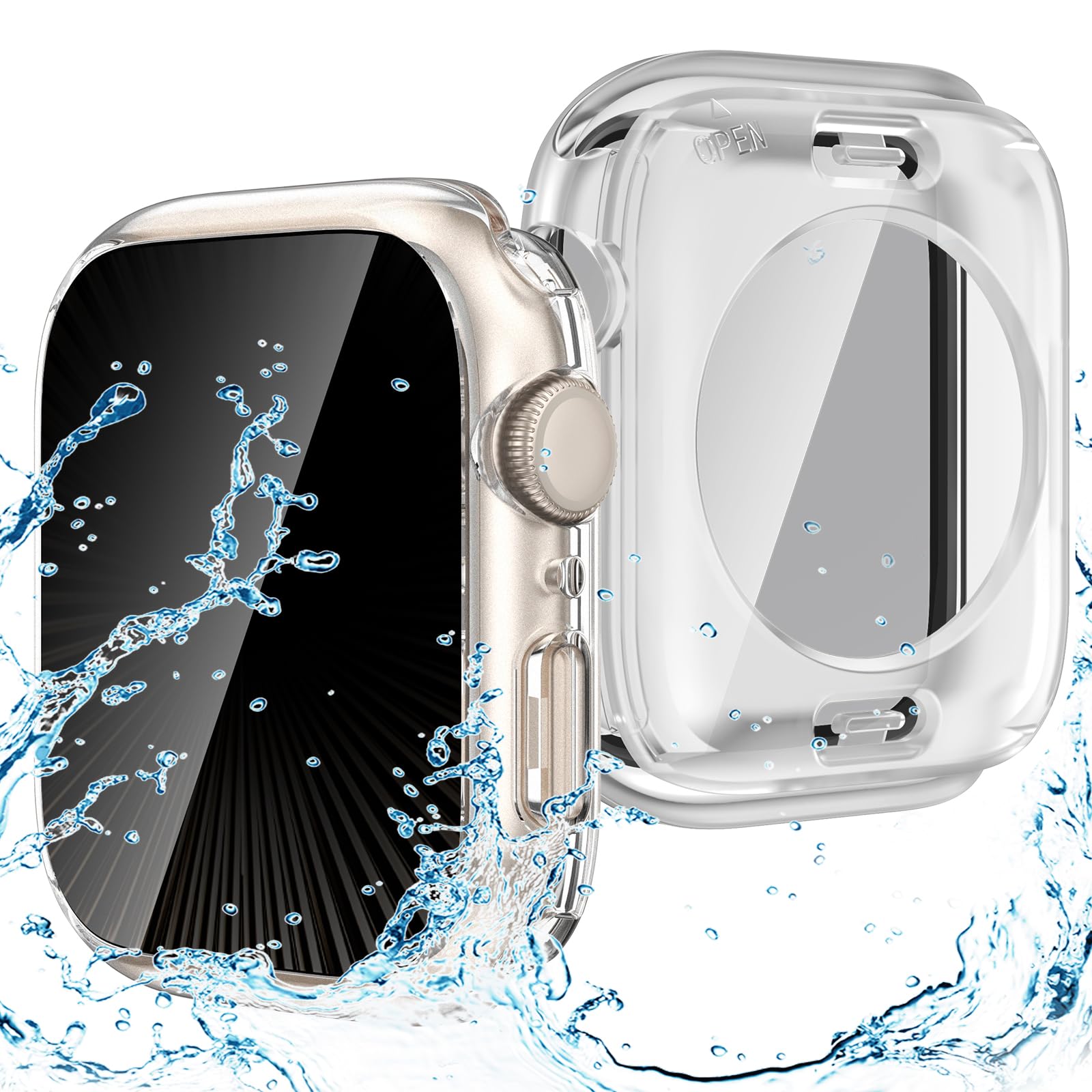 Goton Privacy Waterproof Case Compatible for Apple Watch Series 11/10 Screen Protector 42mm, Anti Spy Face Cover Back Bumper for iWatch Accessories