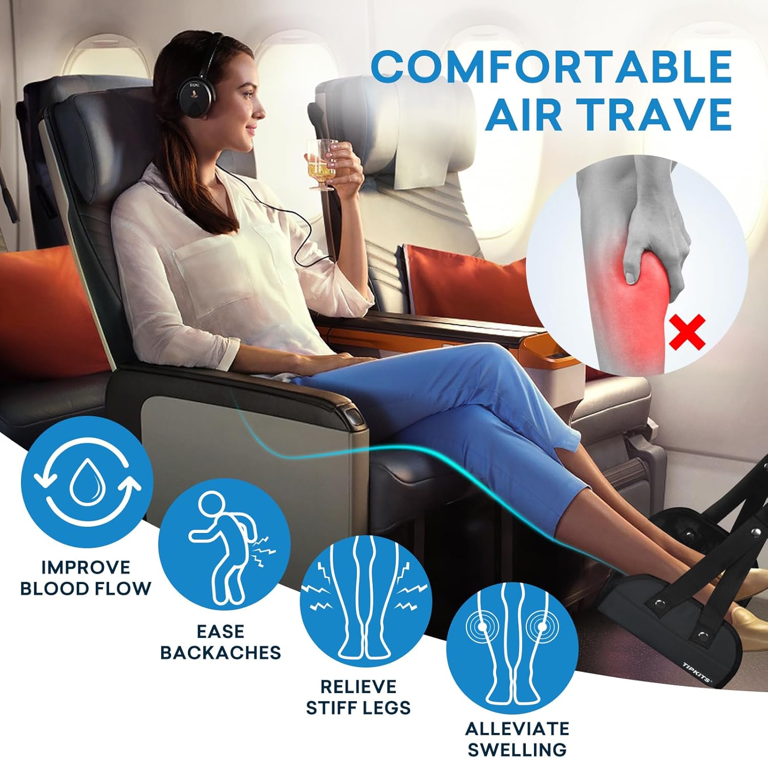 Airplane Foot Hammock Made with Premium Memory Foam,