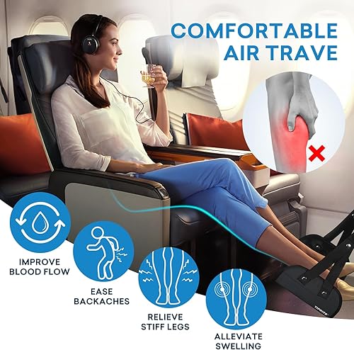 Miniatura 2 de TIPKITS Hamaca de pie para avión hecha con espuma viscoelástica de alta calidad, reposapiés portátil con base cómoda sin choques, esencial de viaje