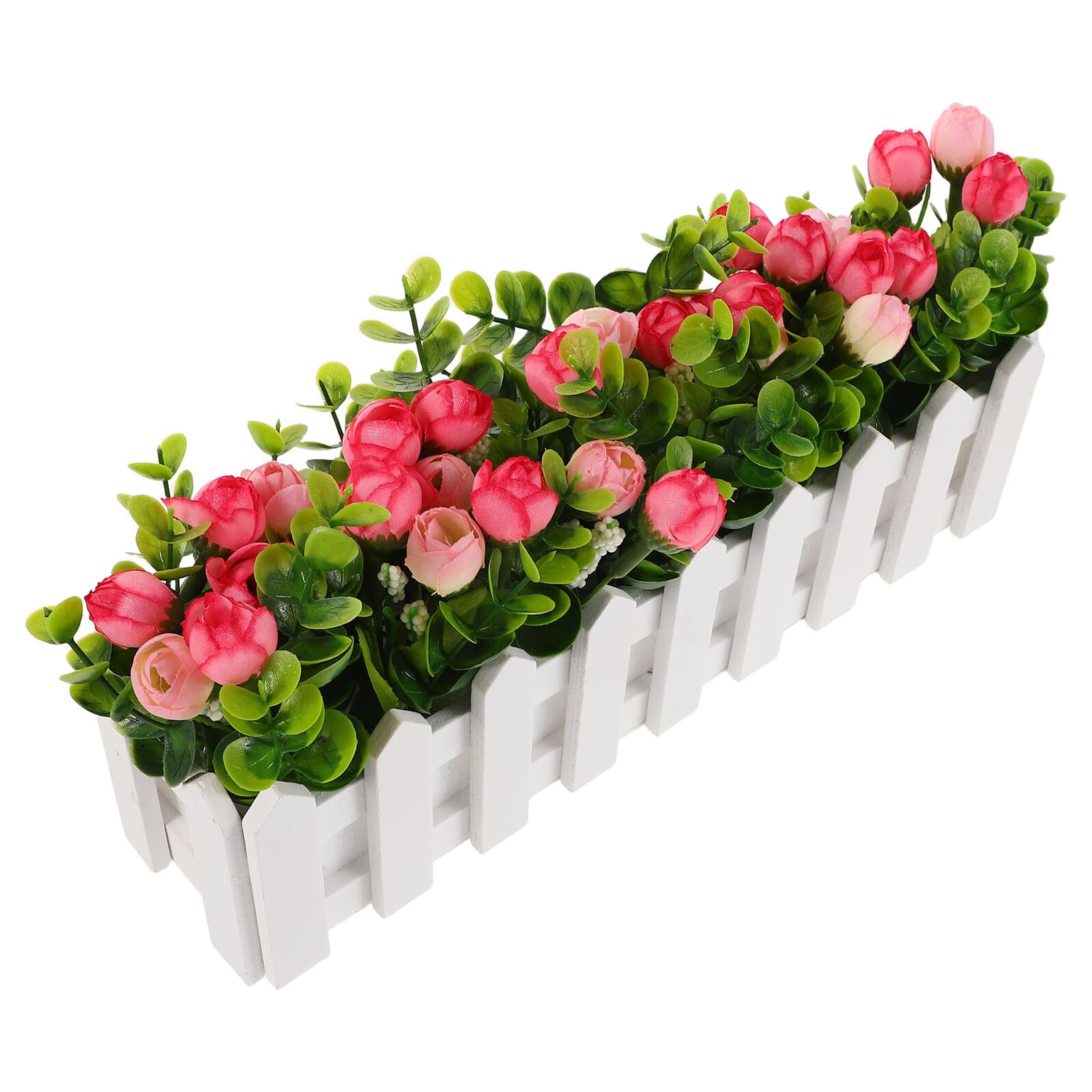Décoration jardin fleurs artificielles en pot eucalyptus rose