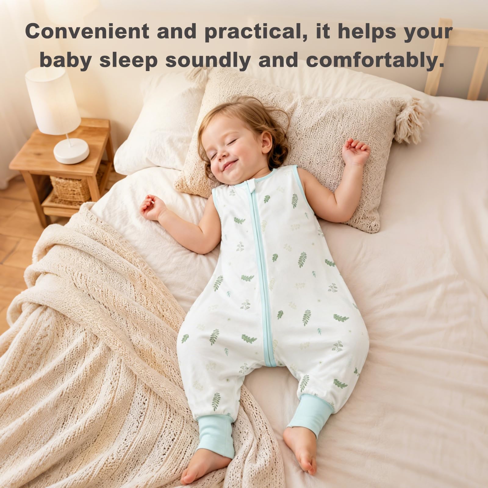 Sac de Nuit Bébé 0.5 TOG Convient aux Bébés de 90 à 100 cm -100% Coton | Couverture Portable Nouveau-Né à Double Fermeture Éclair | Matériau Doux