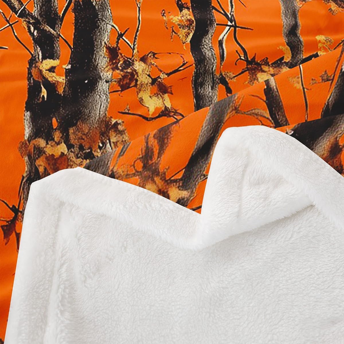 Erosebridal Orange Camo Fleece Bed Blanket Baby 30"X40" Forest Camouflage Sherpa Blanket Rustic Farmhouse Cabin Throw Blanket for Kids Adults Men,Country Woodland Hunting Theme Fuzzy Blanket - Image 4