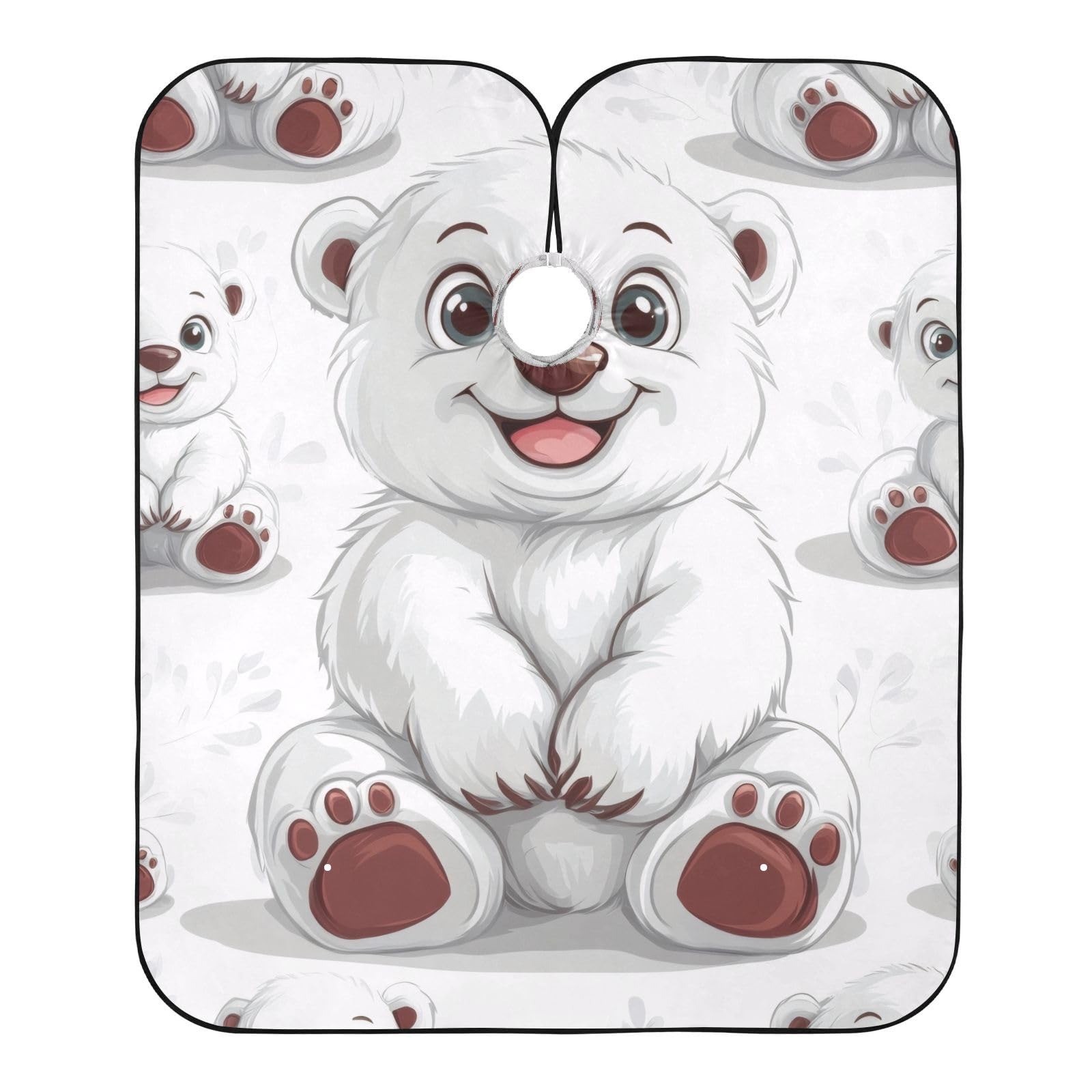 PaChyLuu Cute Polar Bear Professional Barber Cape Waterproof Hair Cutting Salon Cape with Adjustable Snap Closure for Men Women