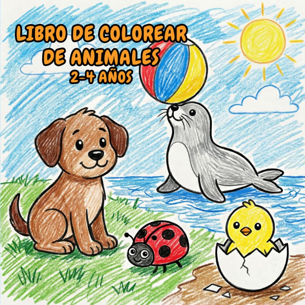 Libro de Colorear de Animales 2-4 Años: 50 Animales Divertidos: Páginas Fáciles para Preescolar y Jardín