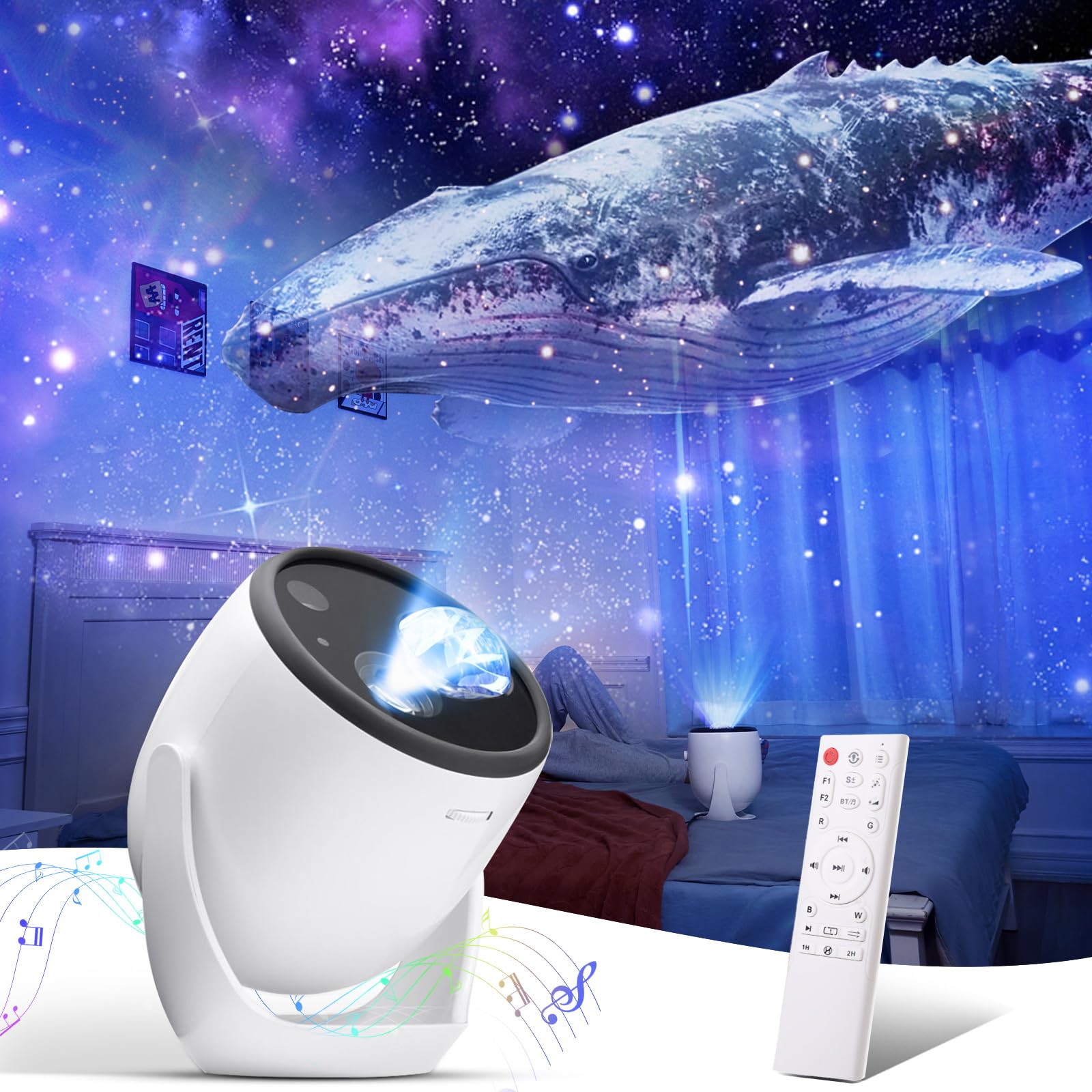 Photo 1 of 2026 Upgraded 3D Galaxy Projector, Star Projector, Include 93 Immersive Themes, Bluetooth Speaker Stereo Sound & Remote Control Night Light for Bedroom, Living Room, Home Decor, Gifts for Kids, Adult