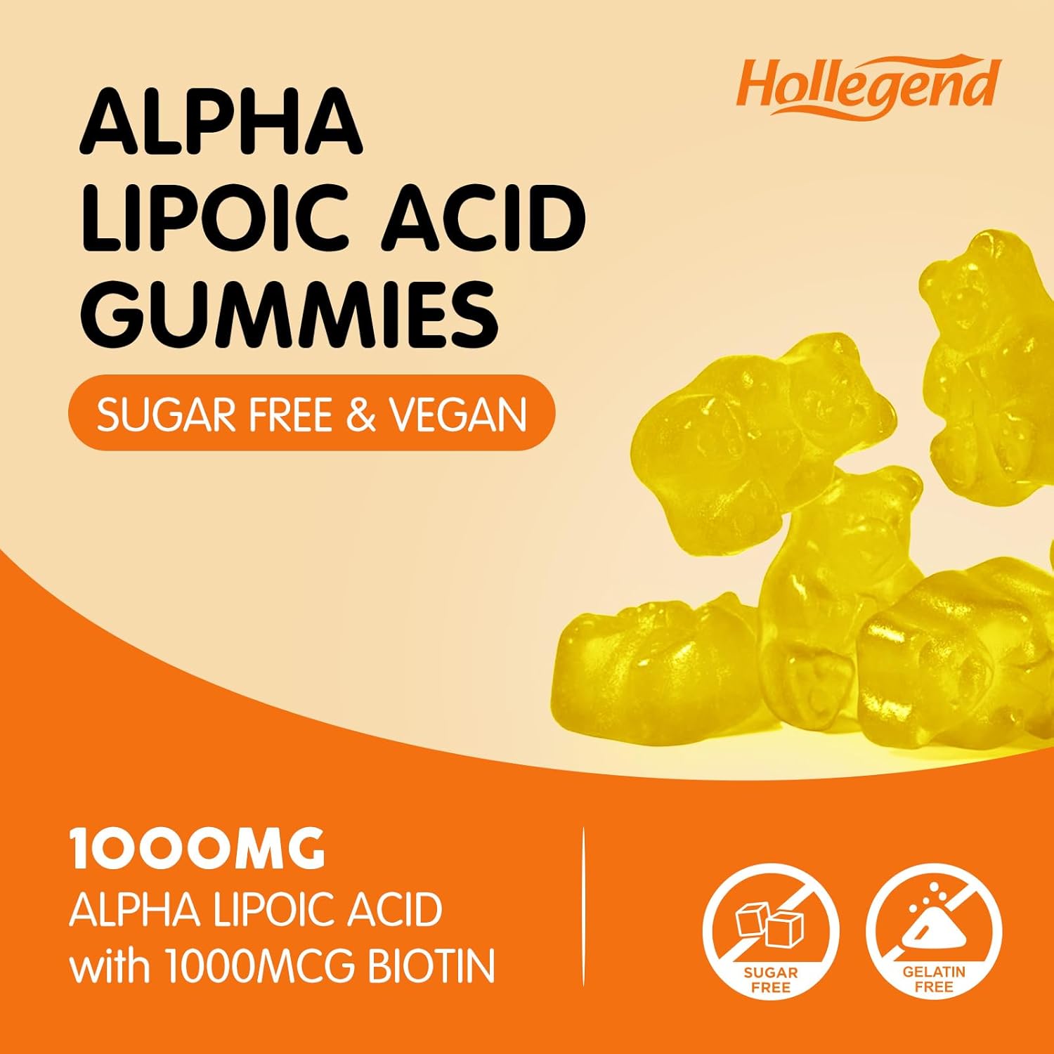 Alpha Lipoic Acid Gummies 1000Mg with Biotion, High Absorption Chewable ALA Supplement for Antioxidant, Brain Health and Nerve Support, Pineapple Flavor, Sugar Free, 120 Chews