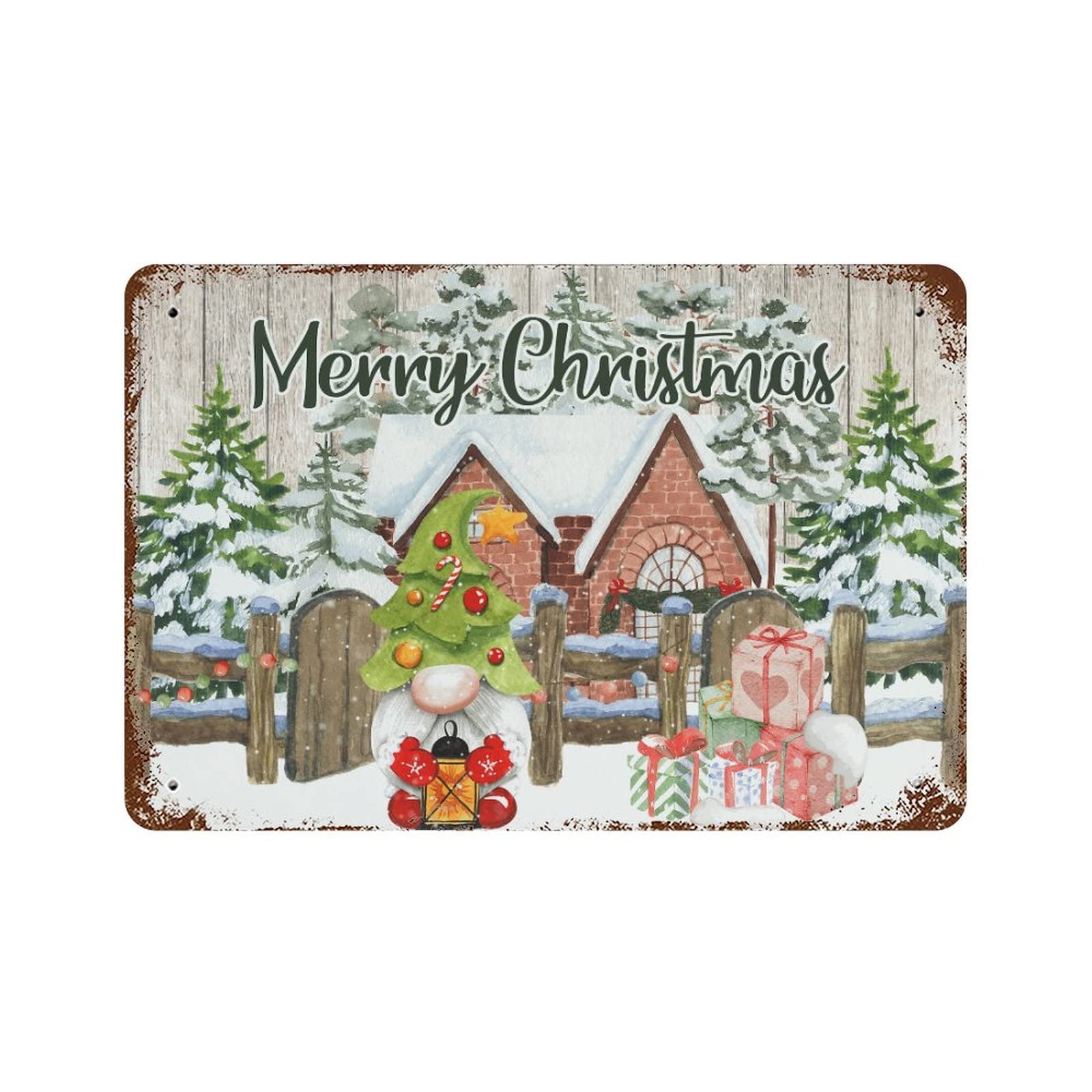 Merry Christmas Farm panneau mural vintage pour un salon chaleureux