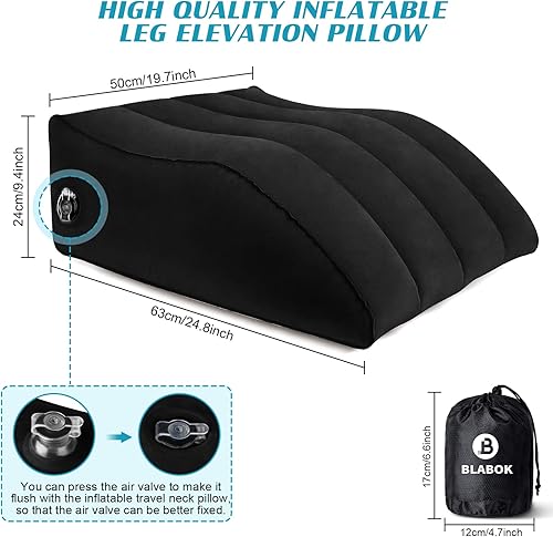 Miniatura 5 de Almohada de cuña para dormir, almohada inflable de elevación de piernas para hinchazón, circulación, alivio del dolor de piernas y espalda, almohada
