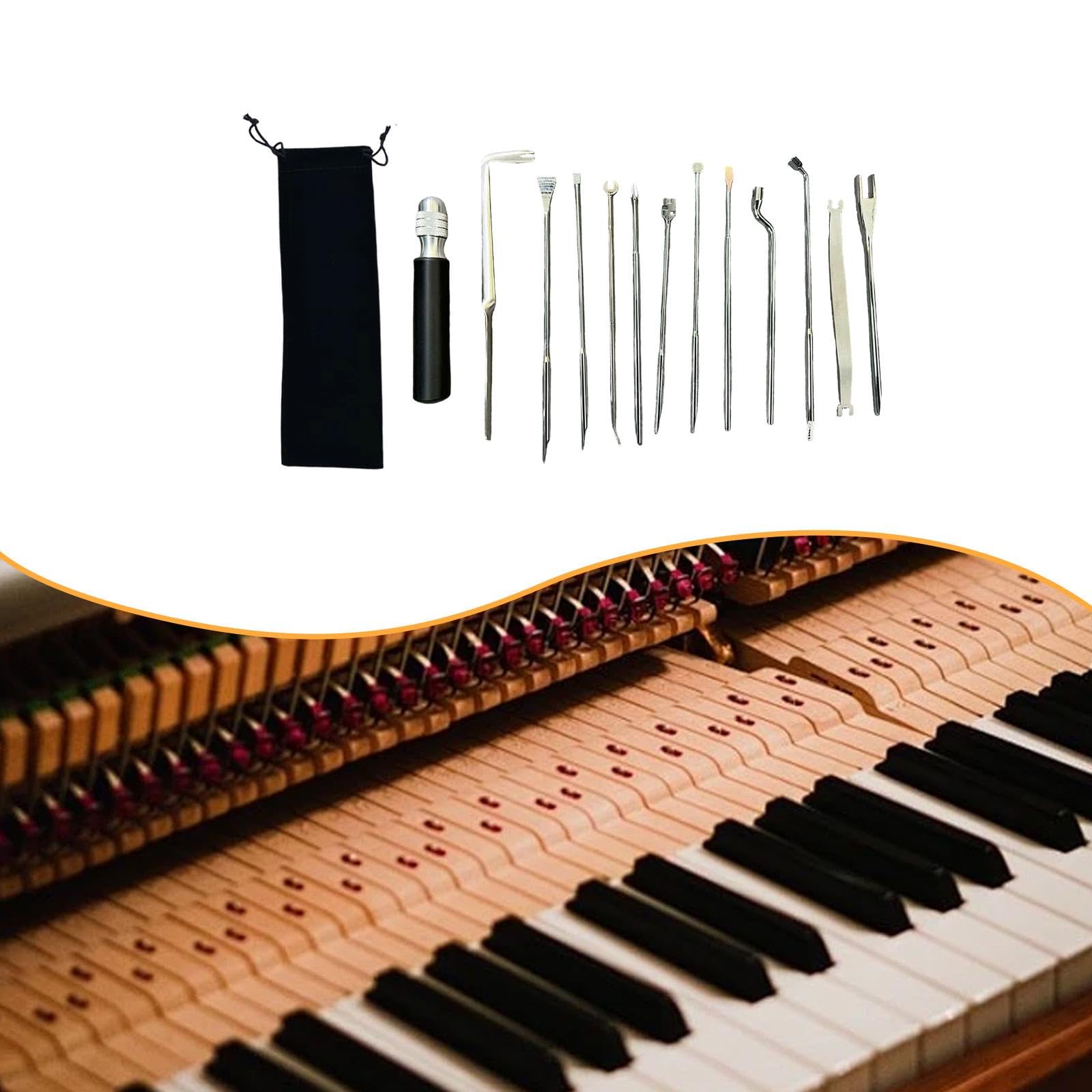 Piano Régulateur Kit Outils Réglage Instrument Clé Tournevis Métal Multipurpose pour Maintenance Précise Adapté Aux Techniciens Musiciens Ateliers Pro, 13 Pièces