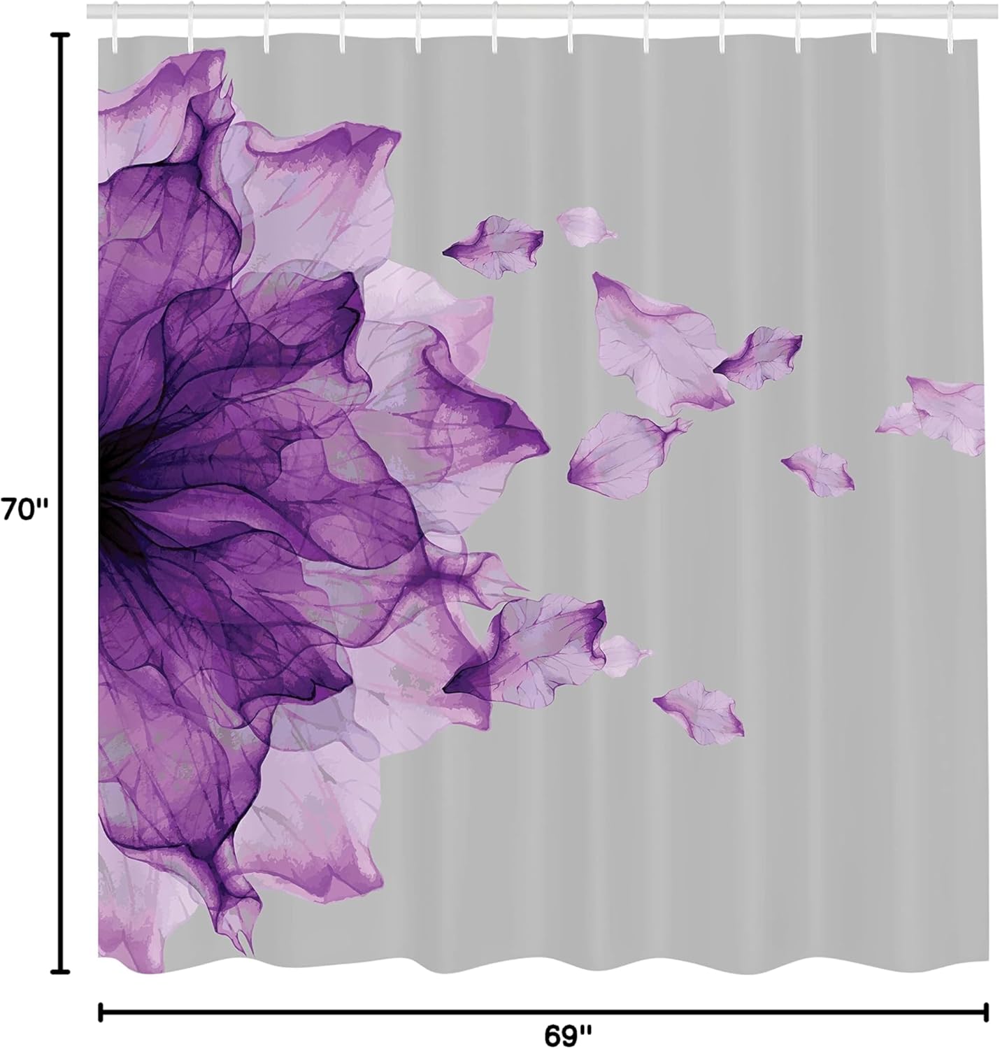 Ambesonne Flower Shower Curtain, Abstract Themed Modern Futuristic Image with Water Like Colored Artwork Print, Cloth Fabric Bathroom Decor Set with Hooks, 69" W x 70" L, Violet