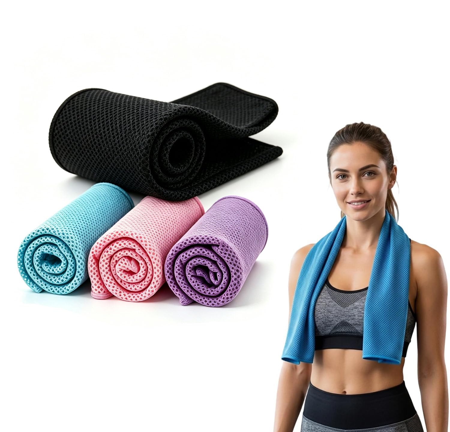 Thalynne Cooling Towels, for Hot Weather, 80x30CM Instant Cool Towel, for Workout Travel Gym Sports Running Hiking, Stay Cool from Over Heating During All Kinds of Sport and Exercise (4Packs)