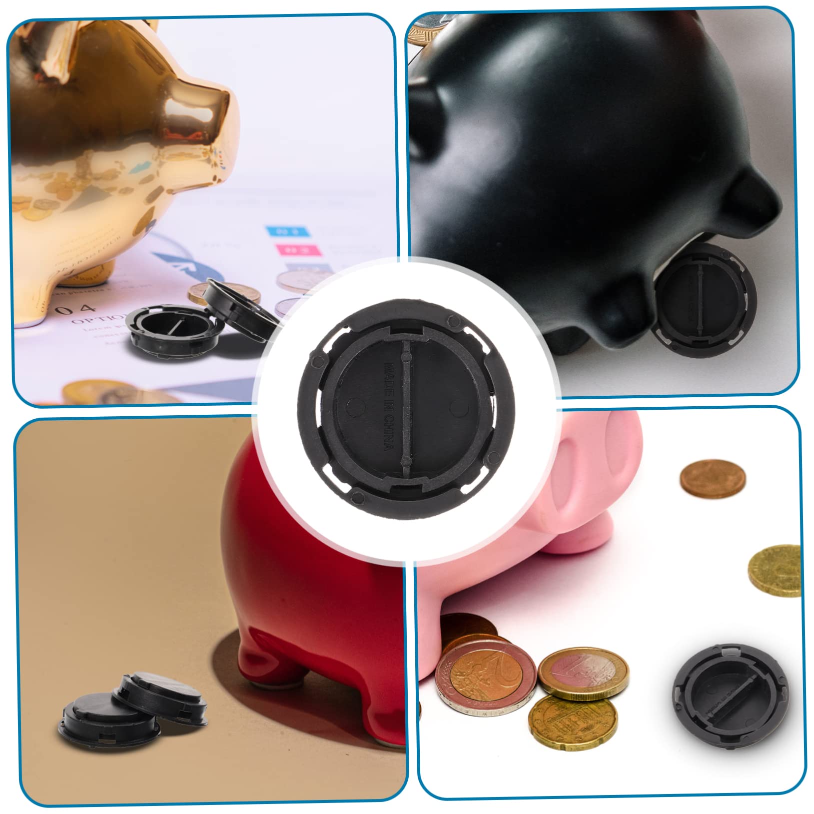 Kisangel Piggy Bank Bottom Plugs Plaster Figurine Bottom Stopper Reusable Plastic Stoppers Random Color