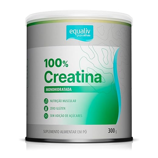 EQUALIV 100% Creatina Monohidratada - Suplemento Alimentar em Pó - Nutrição Muscular - Vegana, Sem Glúten, Sem Açúcares e Adoçantes Artificiais - Lata 300g