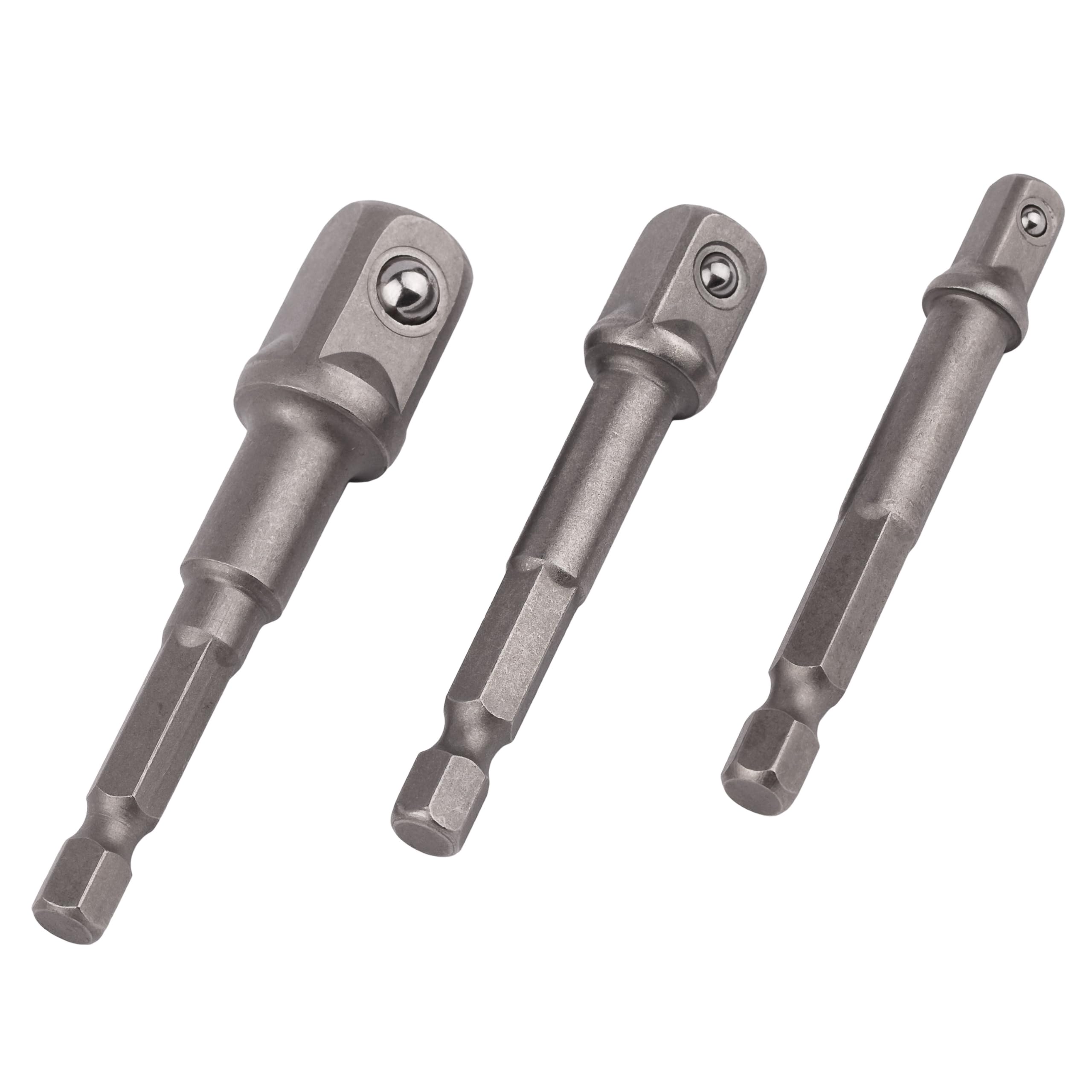 MIVOS Hexagonal to 1/4 inch, 1/2 inch, 3/8 inch square, 3 pieces hexagonal socket adapter, socket adapter, socket wrench