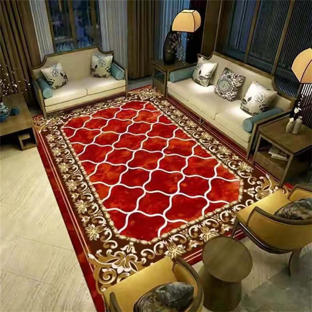 Tapis de chambre de filles rouge à carreaux festif 140x200