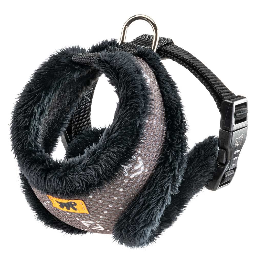 Ferplast Arnés Para Perros Gatos Nikita Fur XS, Transpirable, Piel Ecológica Suave, Cintura Ajustable, Taupe