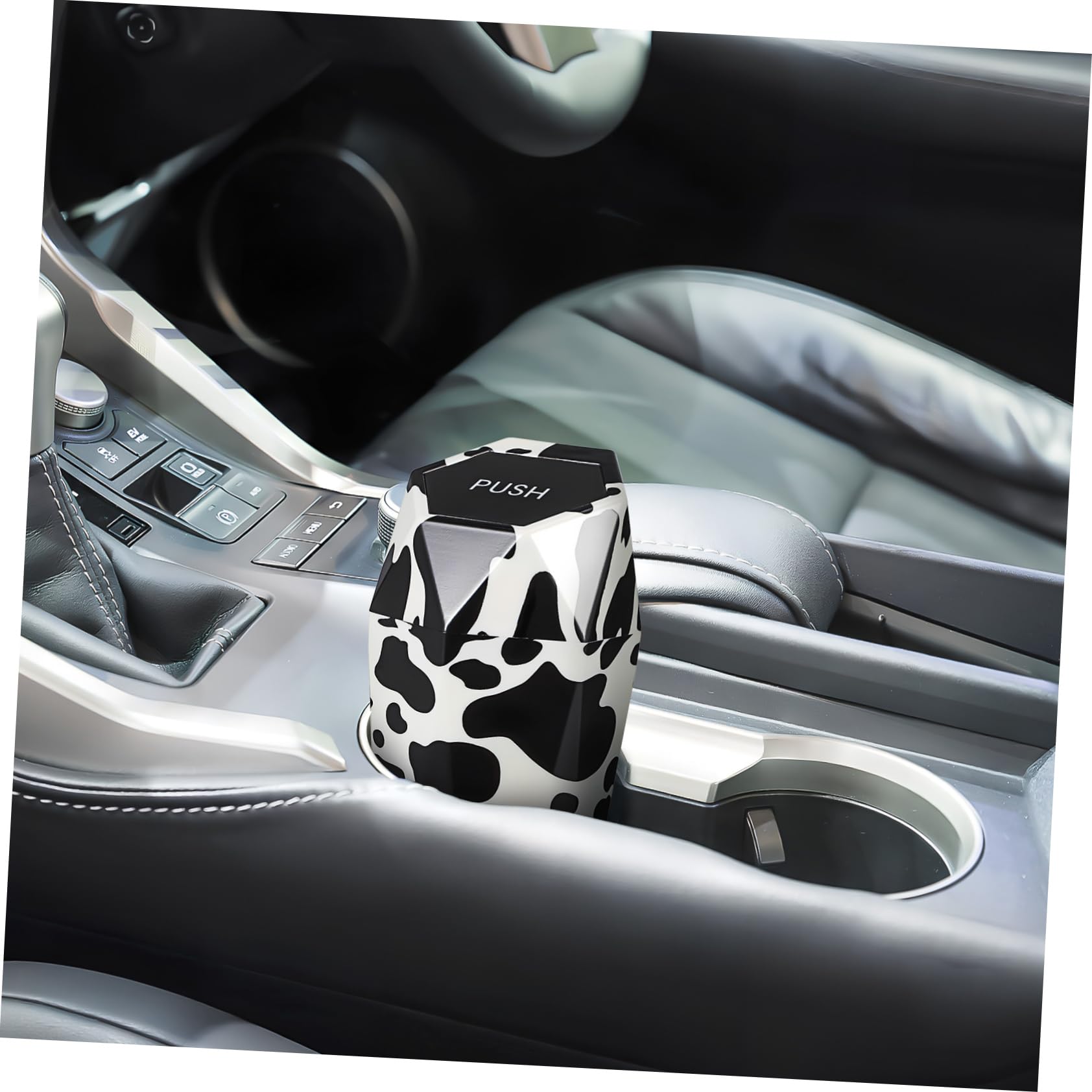 5pièces Mini Poubelle De Voiture Avec Couvercle Poubelle Automatique Compacte Design Tacheté De Pour Voiture Bureau Et Maison