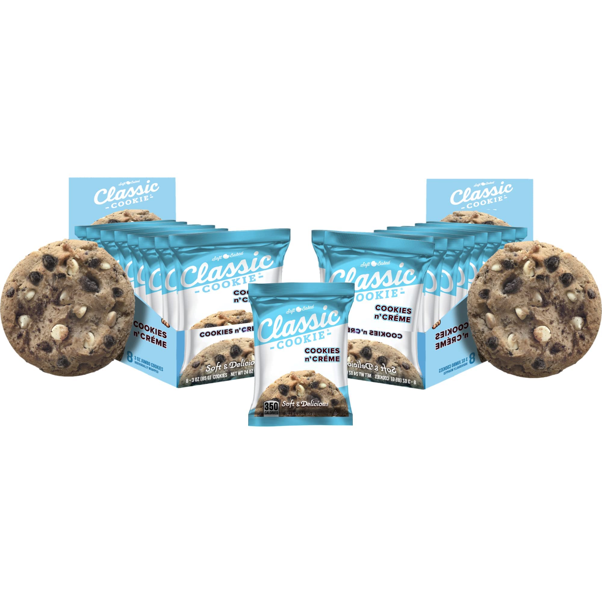 Classic COOKIESoft Baked Cookies n' Crème Cookies made with Hershey's® Premier White Creme Chips, 2 Boxes, 16 Individually Wrapped Cookies