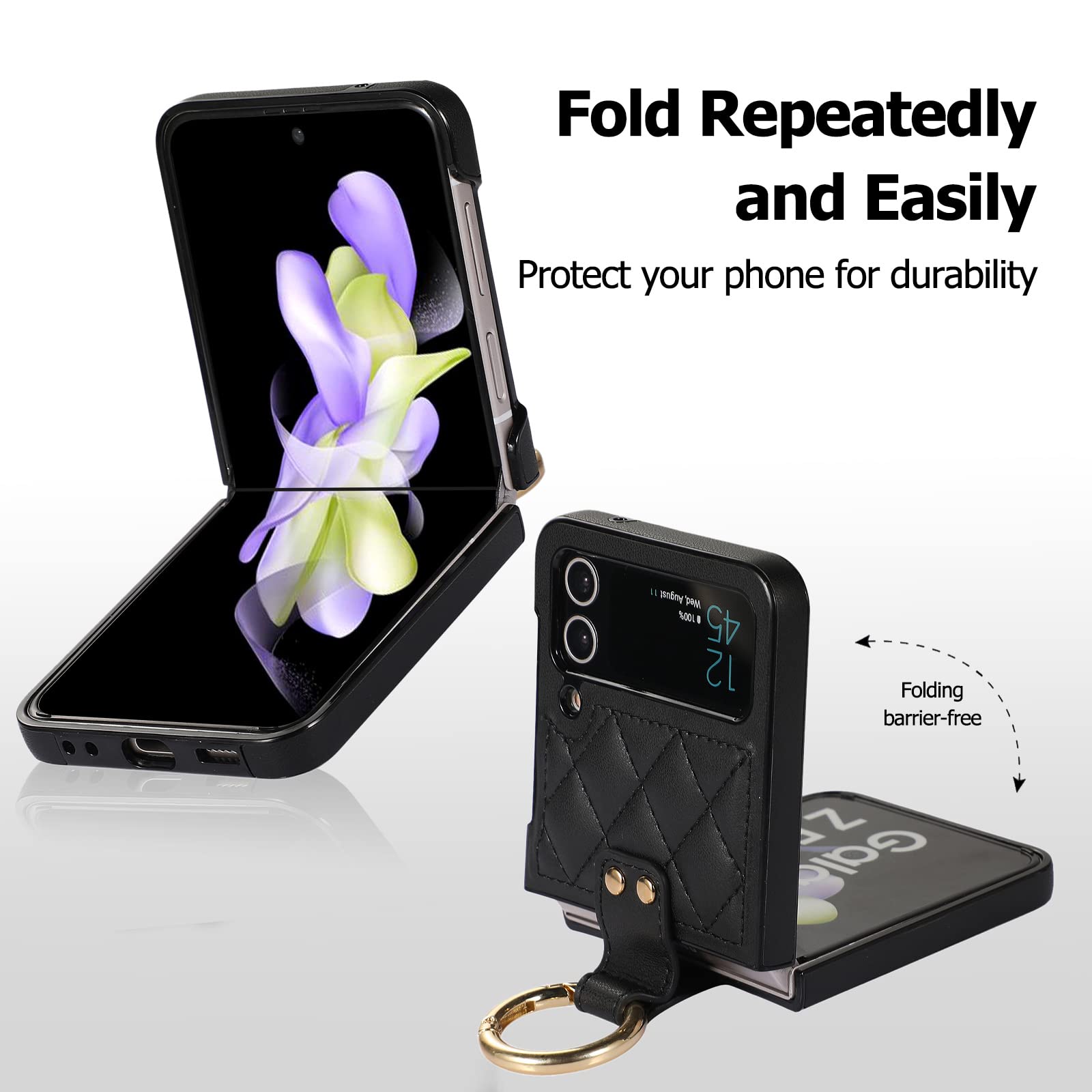 Amazon.com: Galaxy Z Flip 3 5G Leather Case with Ring, Anti