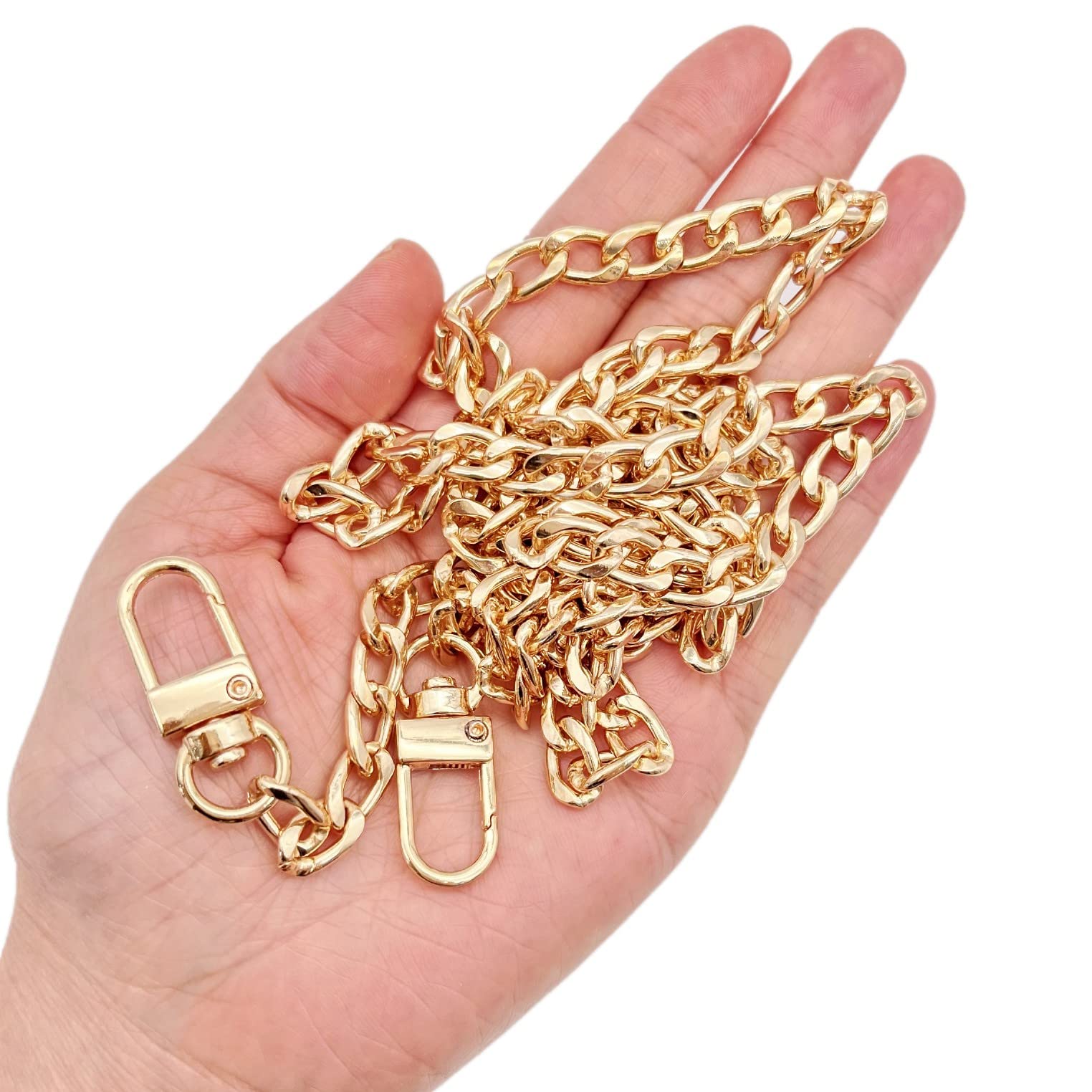 JZK Cadena de Metal 100cm para Bolso - Correa de Hombro Dorada con Hebillas