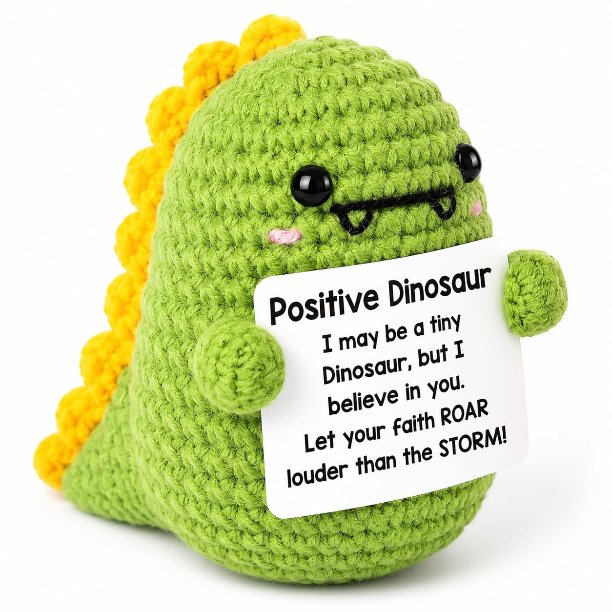 ALLGAYER Positive Dinosaur Crochet Doll,Knitted Emotional Support Gift