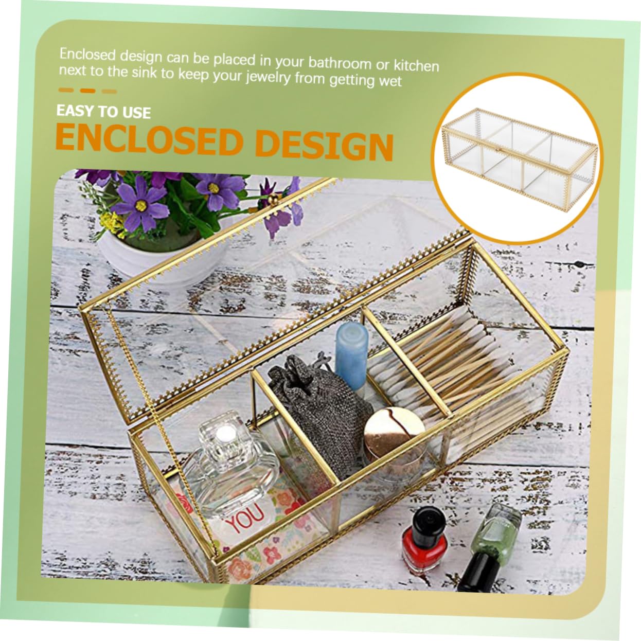 SOIMISS Coffret à Bijoux en Verre Compartimenté pour Coiffeuse, Rangement