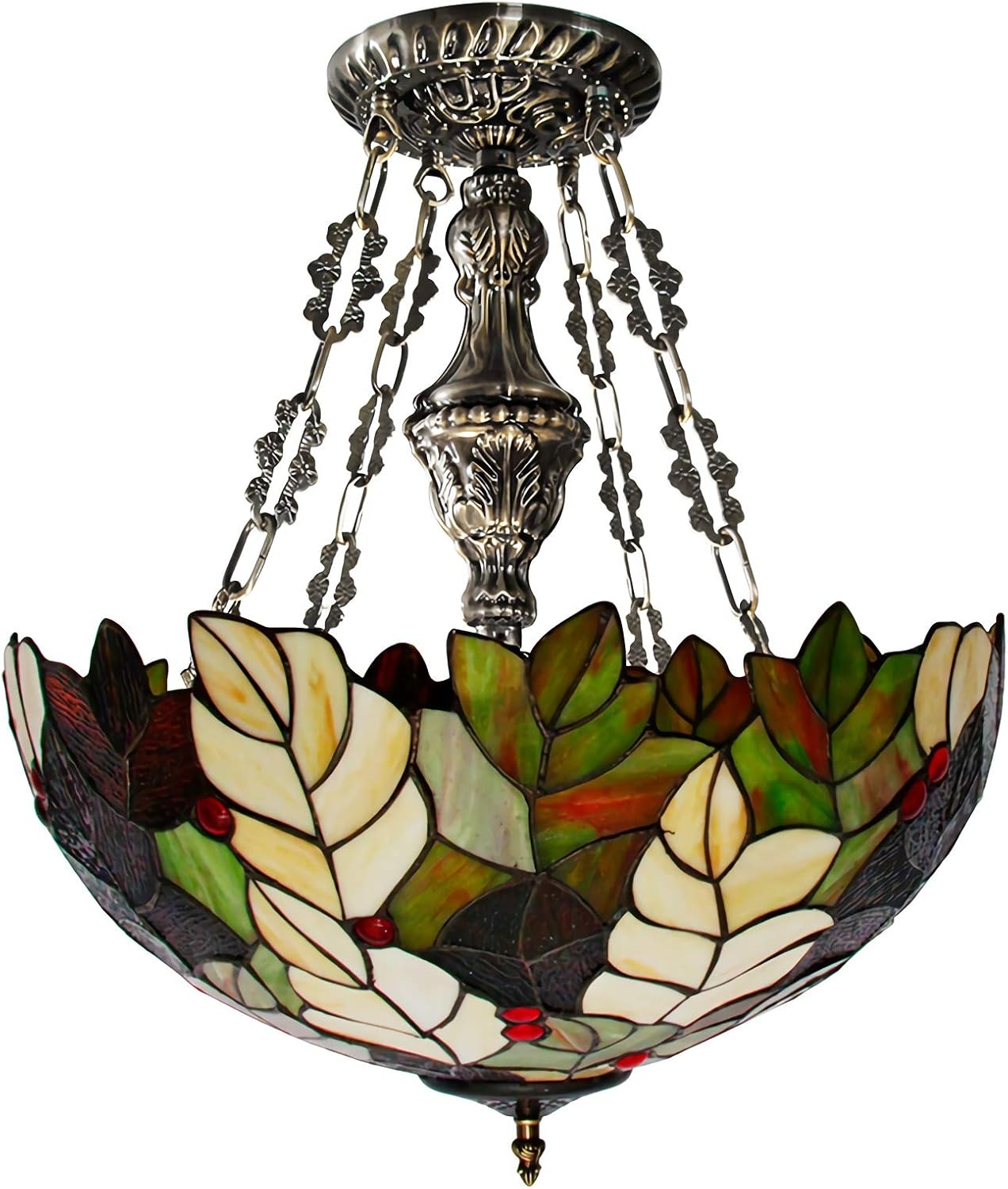 ティファニースタイルの葉、ステンドグラスの天井照明、寝室、リビング