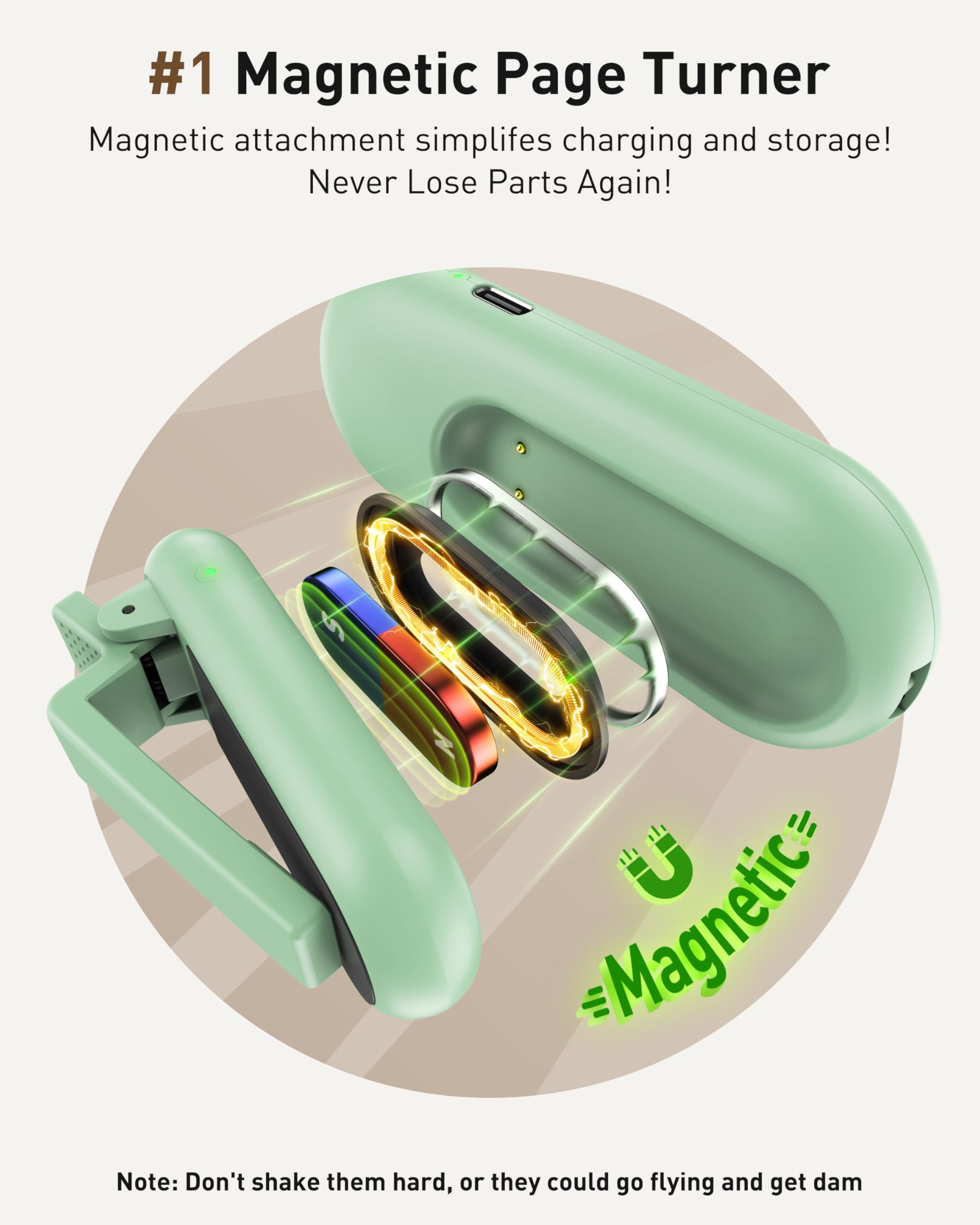 Maxonar Pilot zdalnego sterowania 2 w 1, RF, z magnetyczną funkcją ładowania, Clicker, Page Turner, kompaktowy korpus, kompatybilny z Kindle Oasis