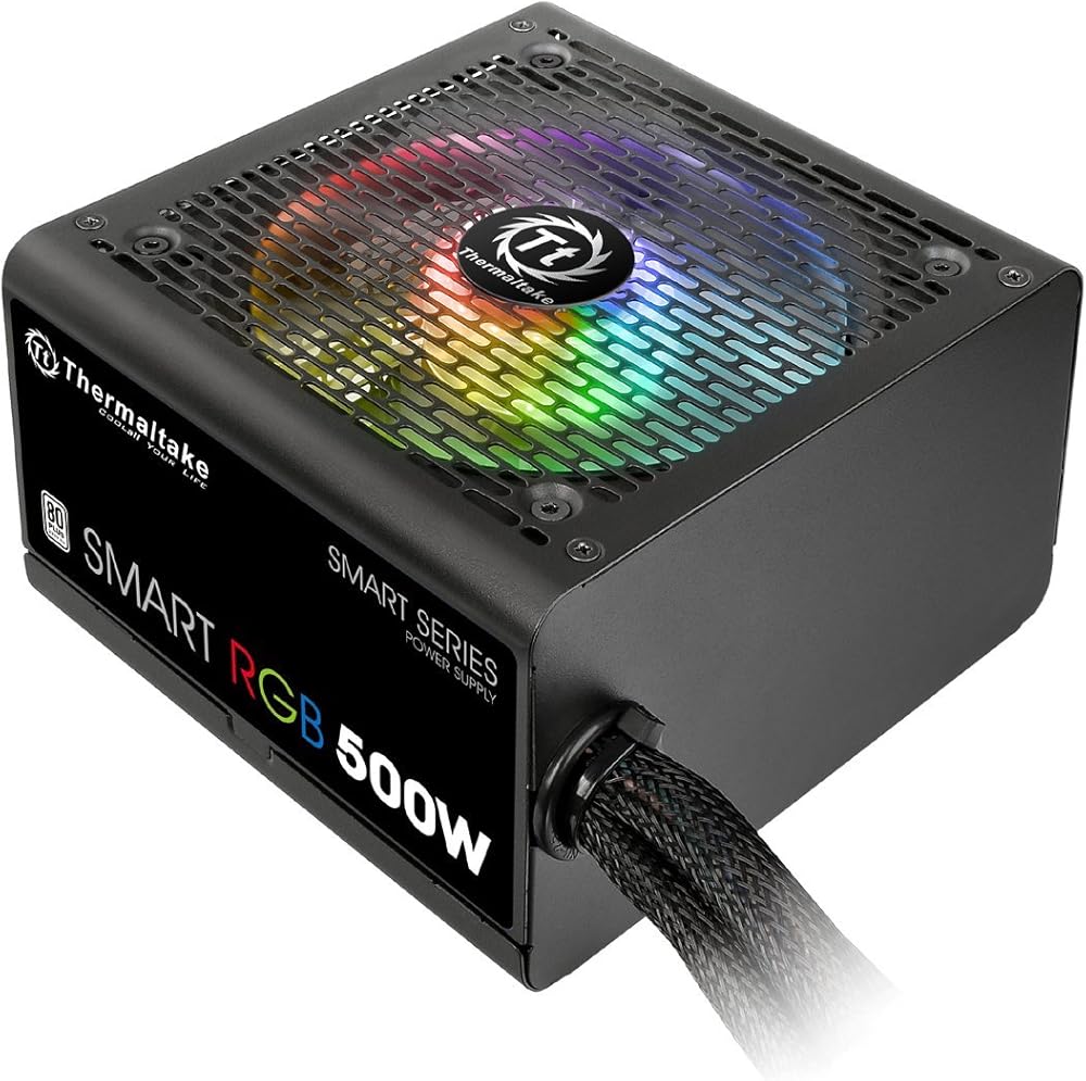 Thermaltake Smart RGB, 80+ Certified 500W ATX Power Supply with 256-Color RGB Fan thumbnail 2