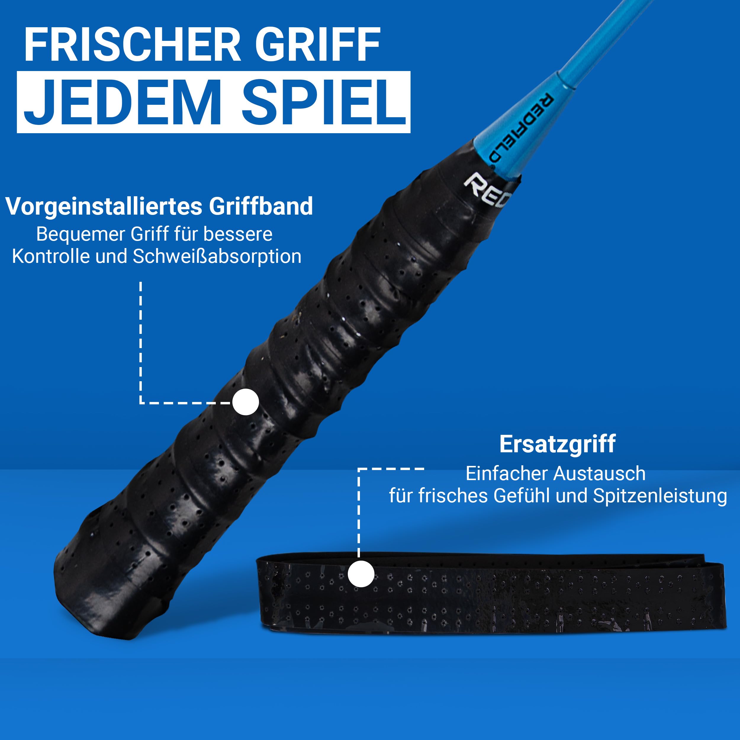 Redfield Badminton Schläger Set, enthält 2 Badmintonschläger, 2 Federbälle, Trage Tasche, 2 Griffband, Federball Set für 2 Spieler, fur Sport und Unterhaltung