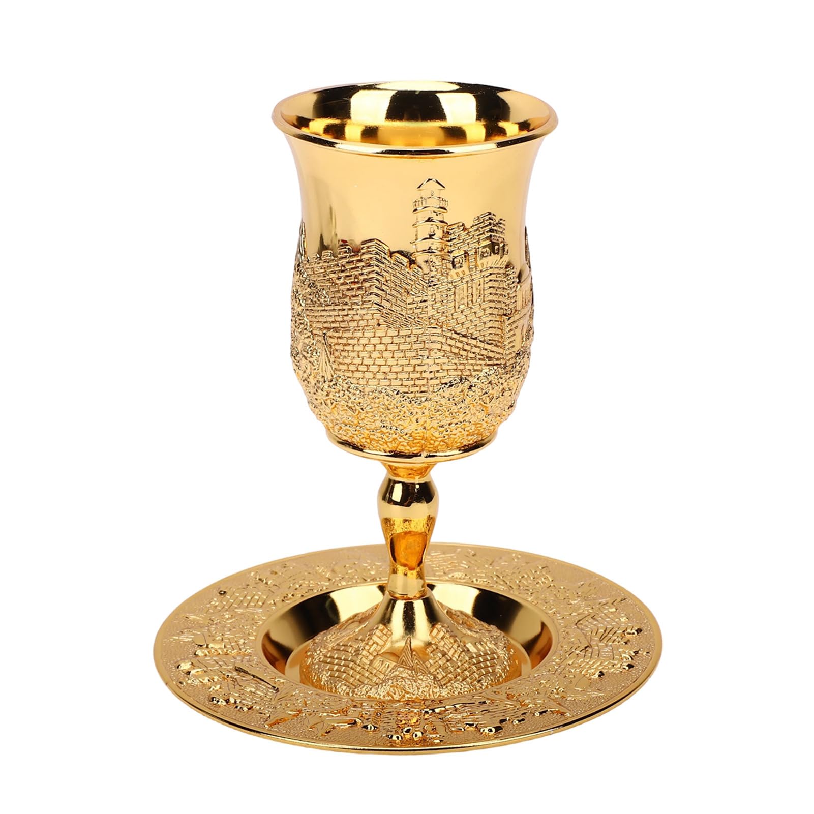 Copa Kiddush vintage con plato para cenas familiares y bodas emotivas
