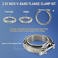 Vista 4 de Kit de abrazadera de brida en V de 2.25" con cresta de acero inoxidable de repuesto para tubo de escape de 2.25 pulgadas JDMSPEED