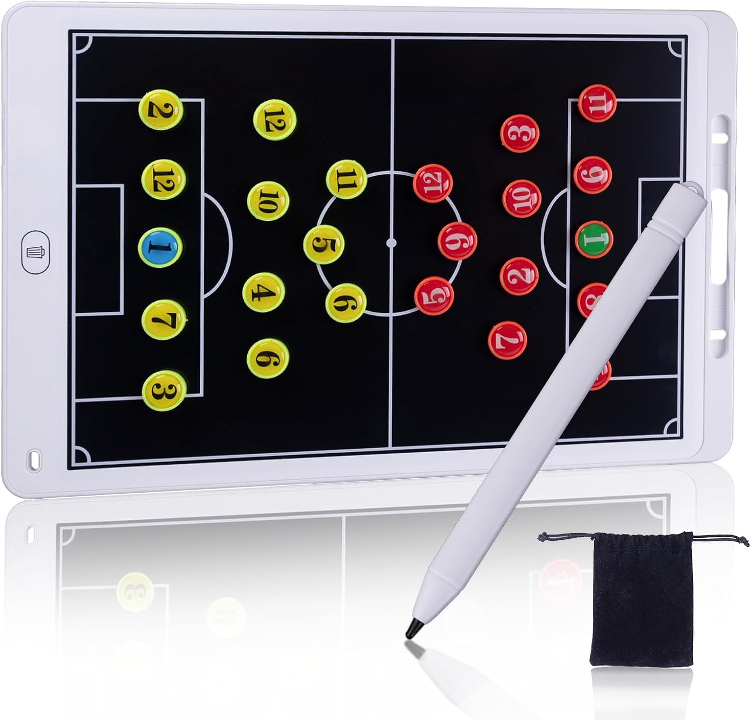 WodGod Magnetic LCD Soccer Coaching Board 16 Inch with Stylus & Magnets - Electronic Tactic Strategy Board for Coaches & Training