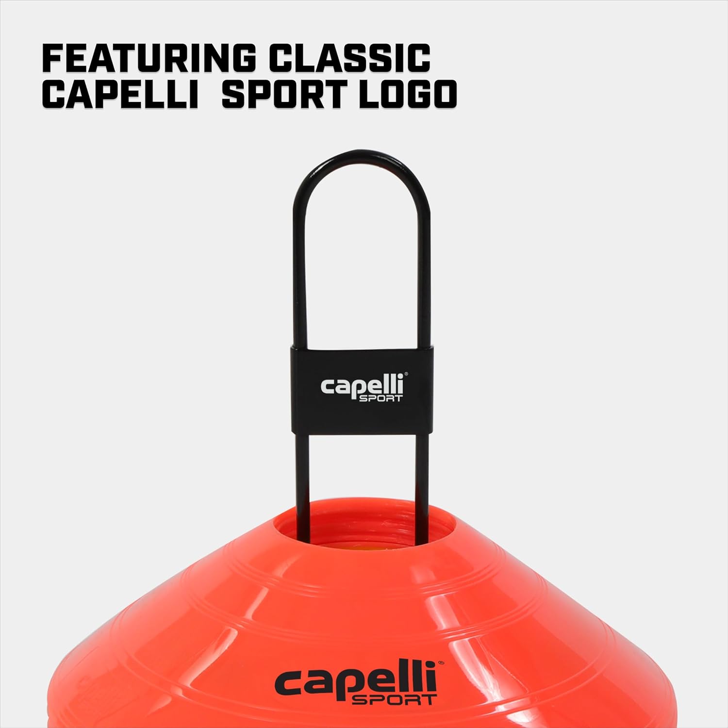Capelli Sport Training Cones, Set of 30 Agility and Practice Drills Equipment with Metal Carrier for Soccer, Football, Baseball, and Basketball, Multi