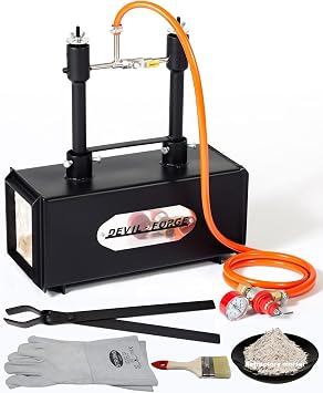 DEVIL-FORGE Gas Propane Forge DFPROF2، 2 شعلات DFP 160.000 وحدة حرارية بريطانية تستخدم 1 أو 2، صمام كرة الغاز، خنق الهواء، صناعة السكاكين، حداد، بيطار، 2500 فهرنهايت/1370 درجة مئوية