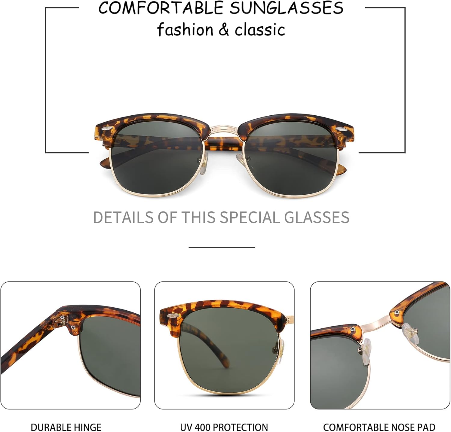 Pro Acme Semi-Rimless Polarized Sunglasses UV 400 Protection for Women Men - Image 6