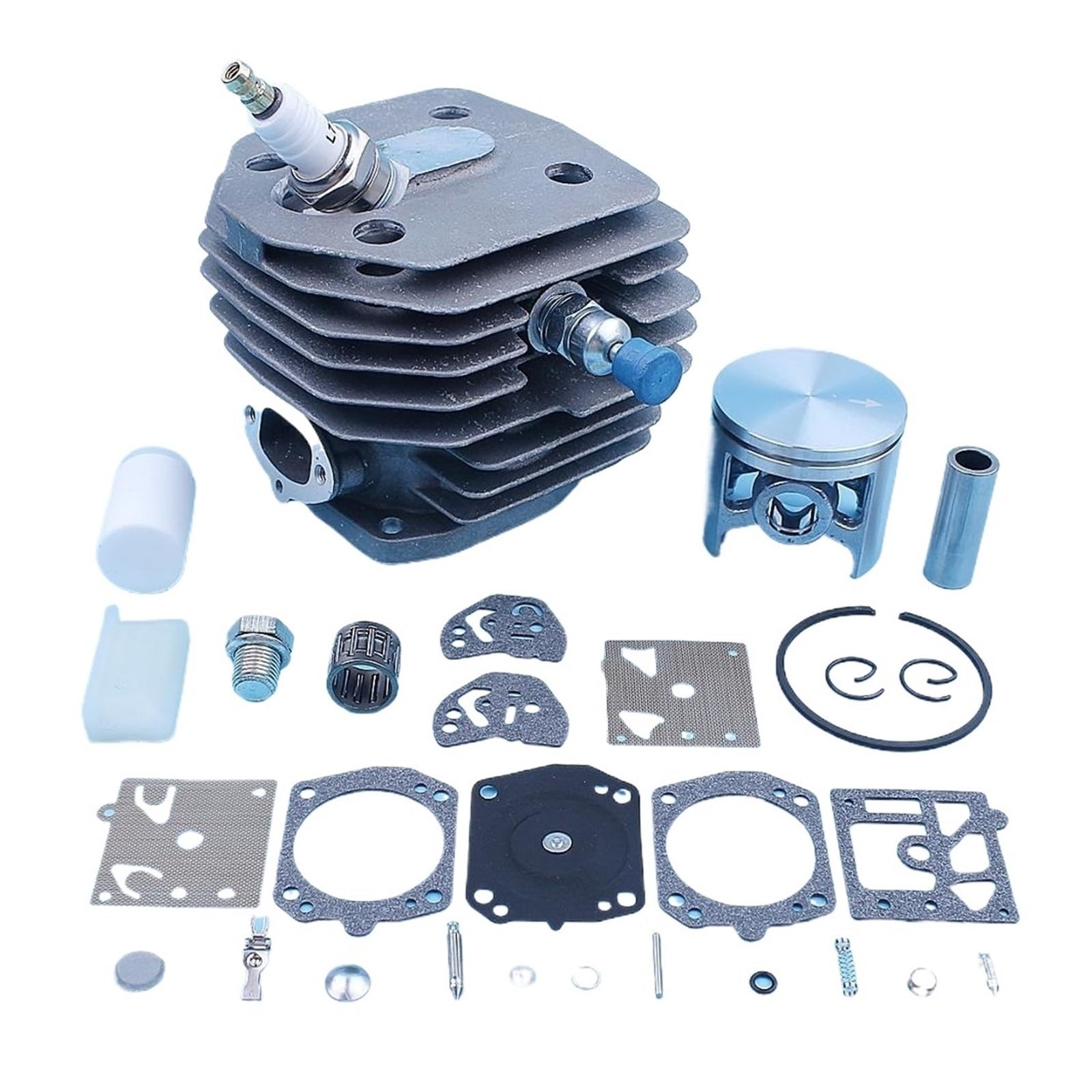 45mm Cylinder Piston Bearing Carb Kit fit for Husq&Varna 154 254 154XP 254XP Chainsaw Spark Plug Decompression Fuel Filter Spare Part Cylinder Piston Kit Assy