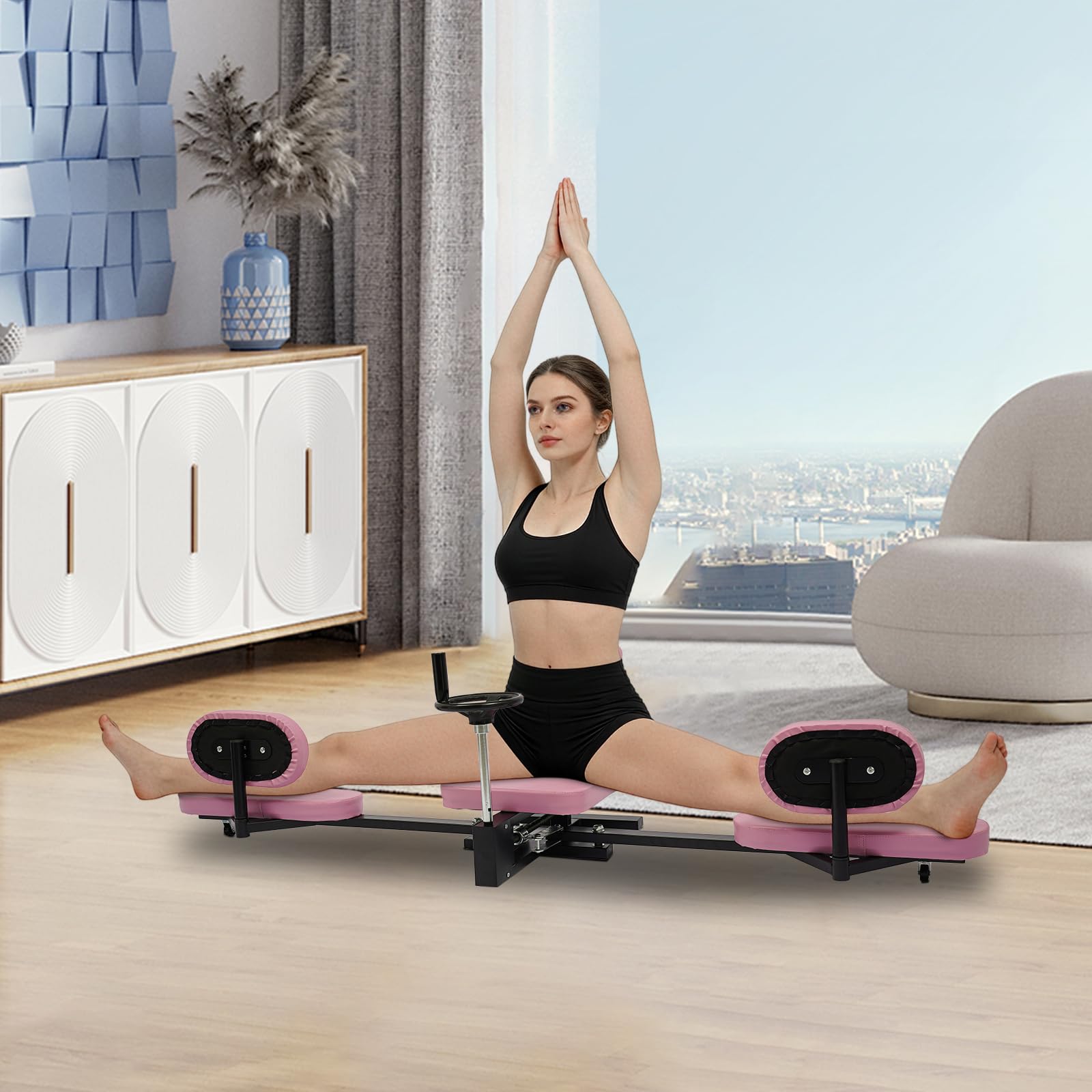 Spagattrainer 0-210° Beinspreizer Bis 100KG Spagat Trainer Professioneller Beinstrecker mit 160cm Entfaltende Länge, Rollen, Rückenlehne Ergonomisches Beinspreizer