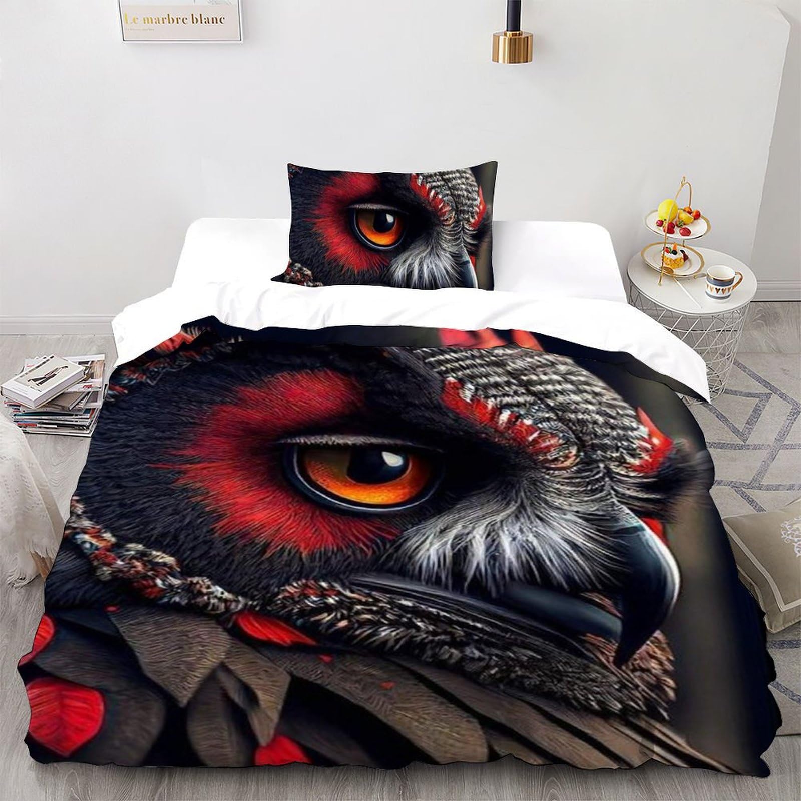 Housse de couette oiseaux 3D en microfibre pour lit garçon