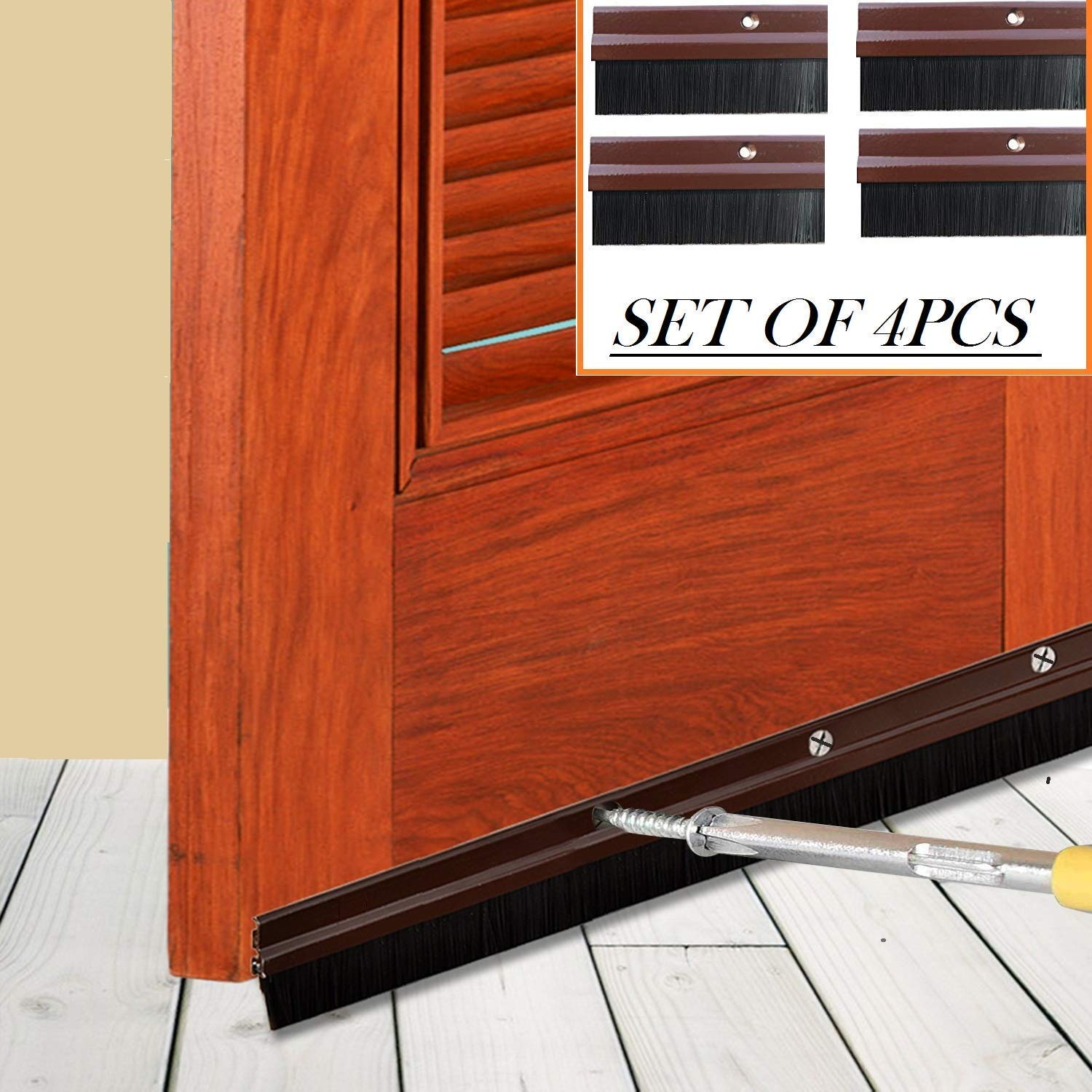 Ambikabrush Door Seal(4 pcs) Alluminium Plate with Nylon Brush (Brown, 39.37-inch/100 cms) (B07Z6BHZC8) Amazon Price History, Amazon Price Tracker