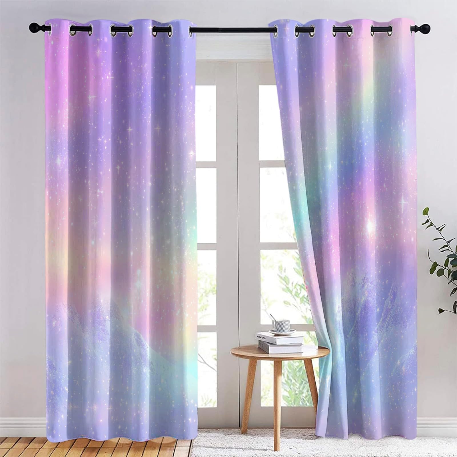 Cortinas Salon Opacas Patrón Degradado arcoíris, Cortinas de Ojales Dormitorio para Niños 2 Piezas Suave Termicas Curtain para Habitación Decoración Ventana, 2x110x215 cm