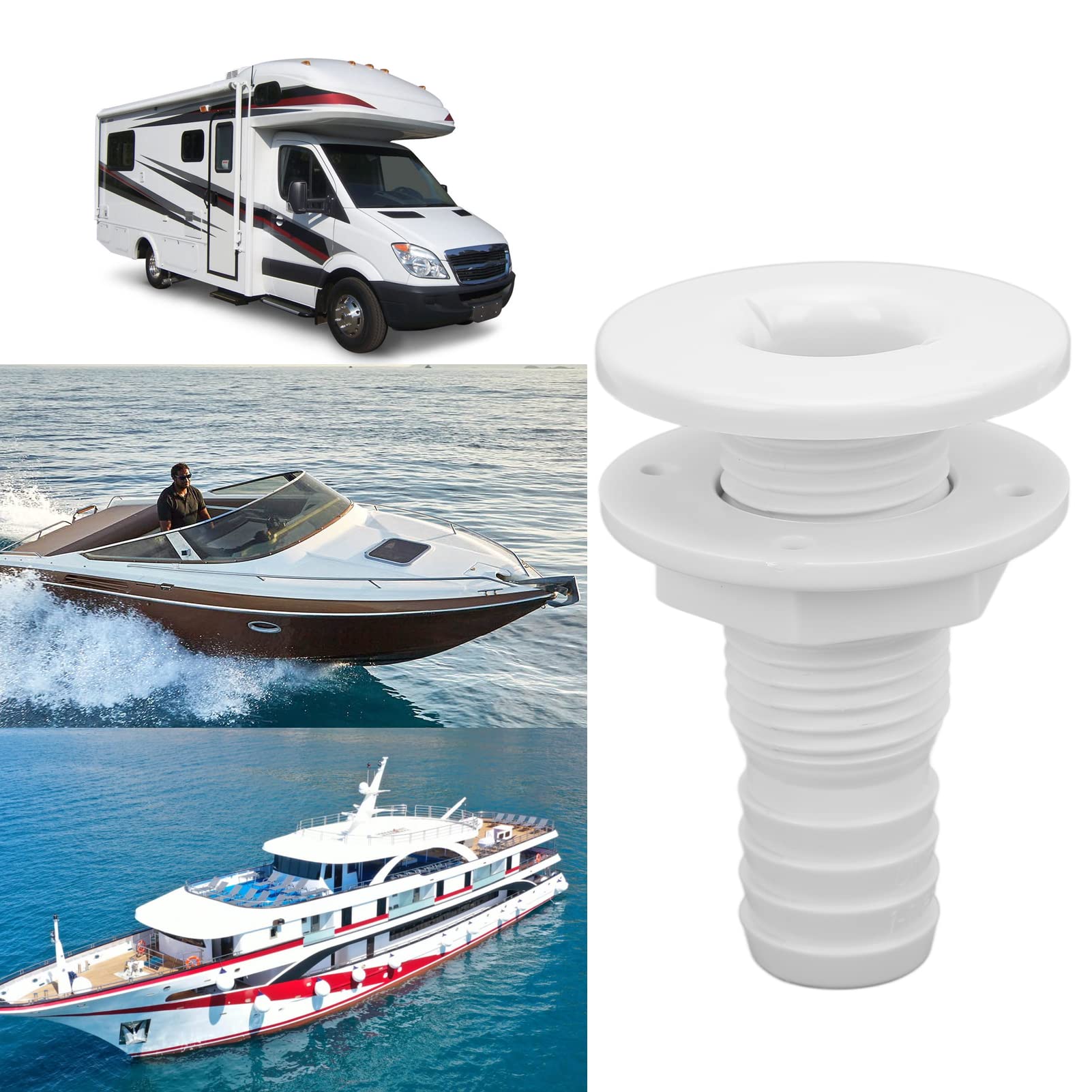 Raccordo Passascafo 1-1/8 per Barche Connessione Passascafo Raccordo Tubo Bianco in Plastica ABS per Impianto Idraulico di Bordo