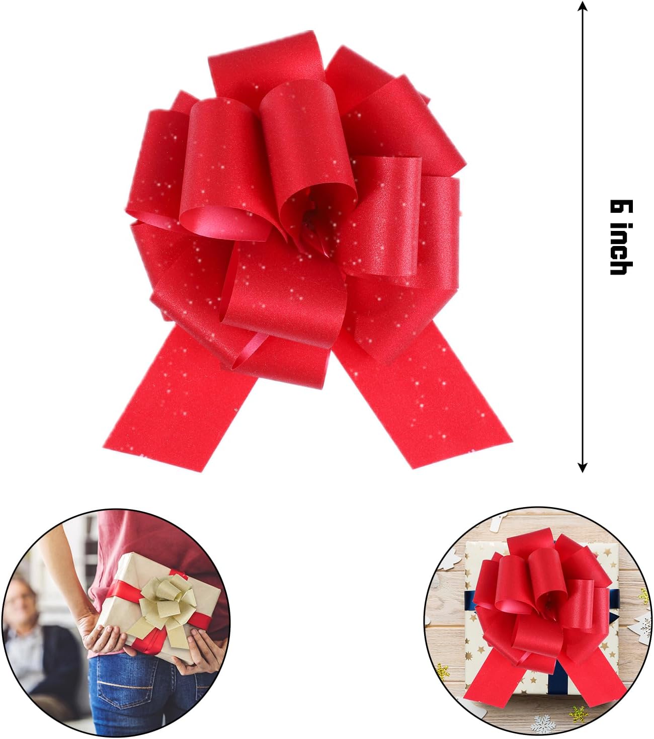 12 Pieces Pull Bows for gift wrapping, Large 6 Inch Gift Wrapping Bows with Ribbon for Birthday, Christmas, Wedding and Party,Big Bows for Presents (Multicolored) - Image 5