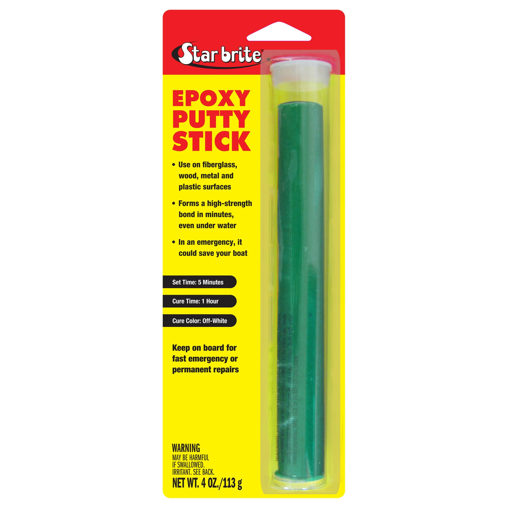 STAR BRITE 4 Oz Epoxy Putty Stick - Easy, Fast, Permanent Repairs Even Underwater - Repair Boat Hulls, Decks, Pools, Spas, Hot Tubs, Leaking Gaskets,