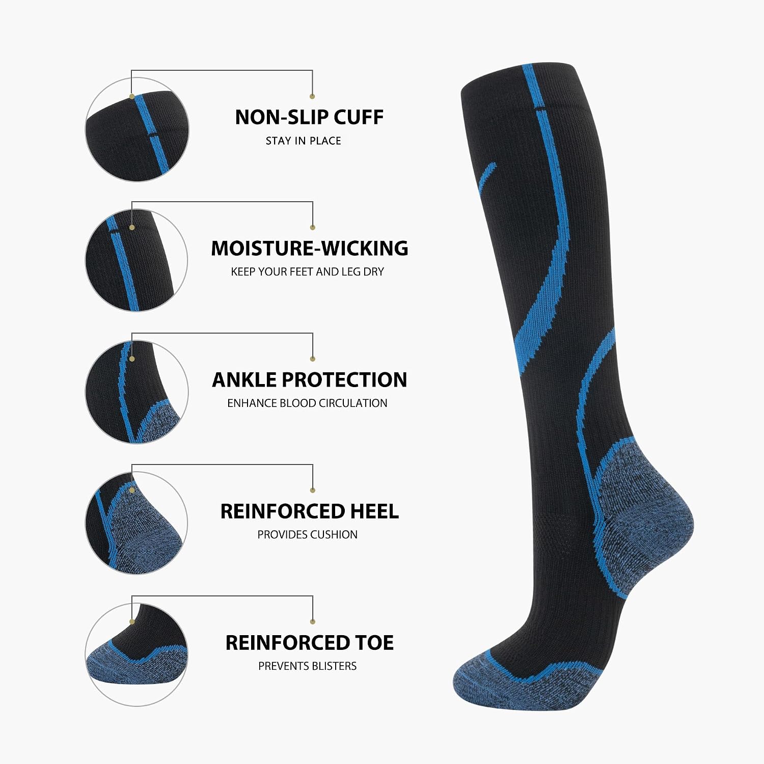 hello momoya Compression Socks for Women Men Circulation Knee High 8 Pairs for Nurses, Running, Travel, Athletic image 3