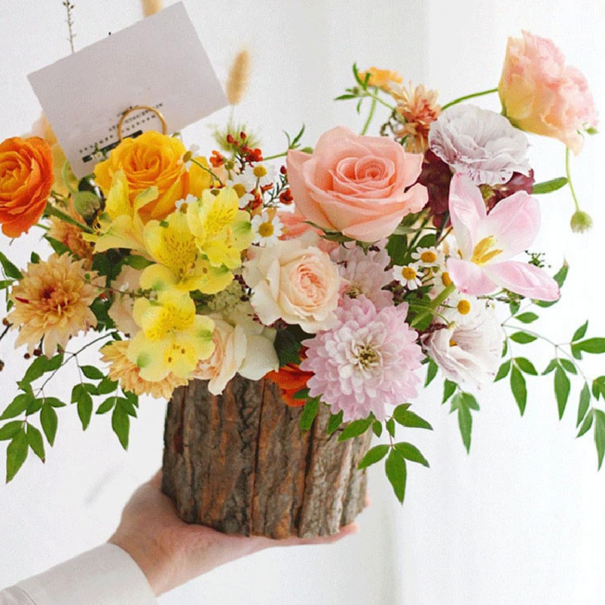 Holzeimer 2 Stück im Rustikalen Stil für Blumenarrangements